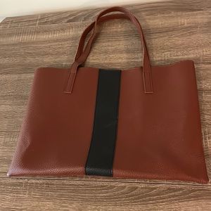 Maroon Leather Tote Bag